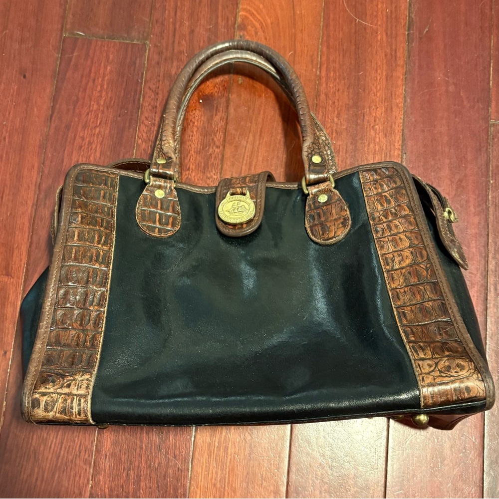 Black and Brown Leather Brahmin Handbag